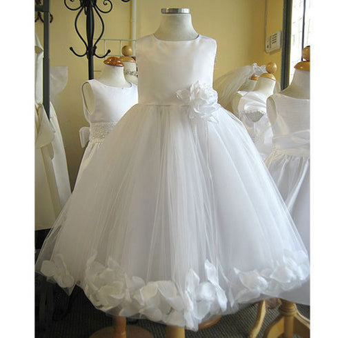 Kids Dream Little Girls White Petal Sash Flower Girl Dress 2T-6 - SophiasStyle.com
